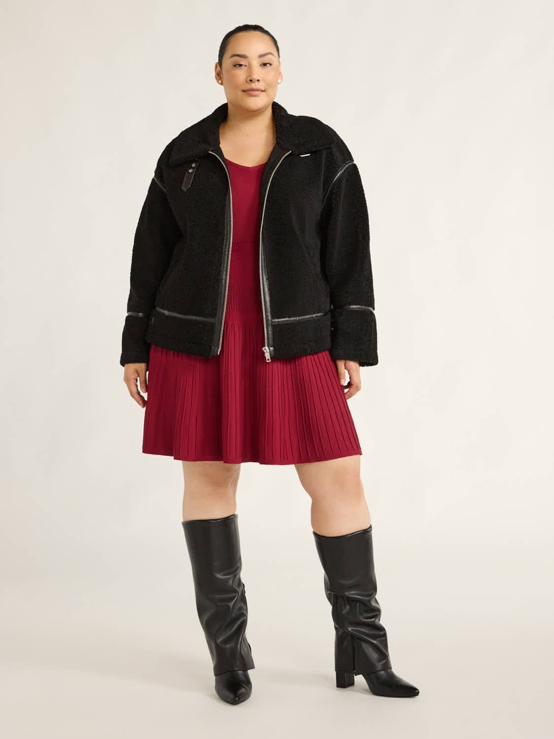 Scoop Women's Plus Faux Fur Oversized Teddy Jacket, Sizes 1X-4X
