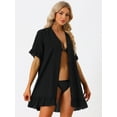 thumbnail image 2 of DARING DIVA Button Front Ruffle Hem Cover Ups Dress XL Black, 2 of 6