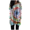 thumbnail image 3 of Women's Casual Loose Fit Tunic Top Long Sleeve Round Neck Printed Fashion Shirts Blouses for Daily Wear Office Work Vacation Outfits Gift for Women | Aestivo,Blue L, 3 of 8