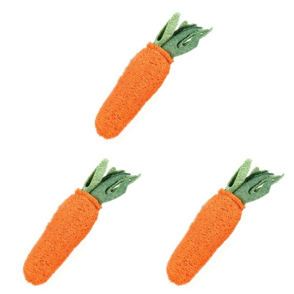 LITINKIMI Pet Toy Carrot Shape Natural Loofah Processing For Dogs Cats 3Pcs 6.3In