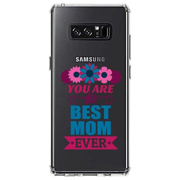 DistinctInk Clear Shockproof Hybrid Case for Samsung Galaxy Note 8 - TPU Bumper Acrylic Back Tempered Glass Screen Protector - You Are the Best Mom Ever