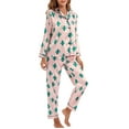 thumbnail image 5 of SwiftWear Women's Cactus Print Silk Pajama Set Long Sleeve Button-Down Shirt & Pants Cute Pjs Soft Sleepwear and Loungewear for Comfortable Home Wear, 5 of 7