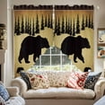 thumbnail image 3 of Swag Curtains Valances for Windows, Black Vintage Forest Bear Short Kitchen Window Curtains Over Sink, Country Farmhouse Pine Cafe Curtains Panel Set Of 2,Rod Pocket, 63 Inches Length Brown, 3 of 8