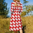 thumbnail image 5 of Red White Tropical Lilo Leaf Sweetheart Knot Flared Dress Fashion Design Large Size Loose Dress Spring Summer Women Dress, 5 of 9