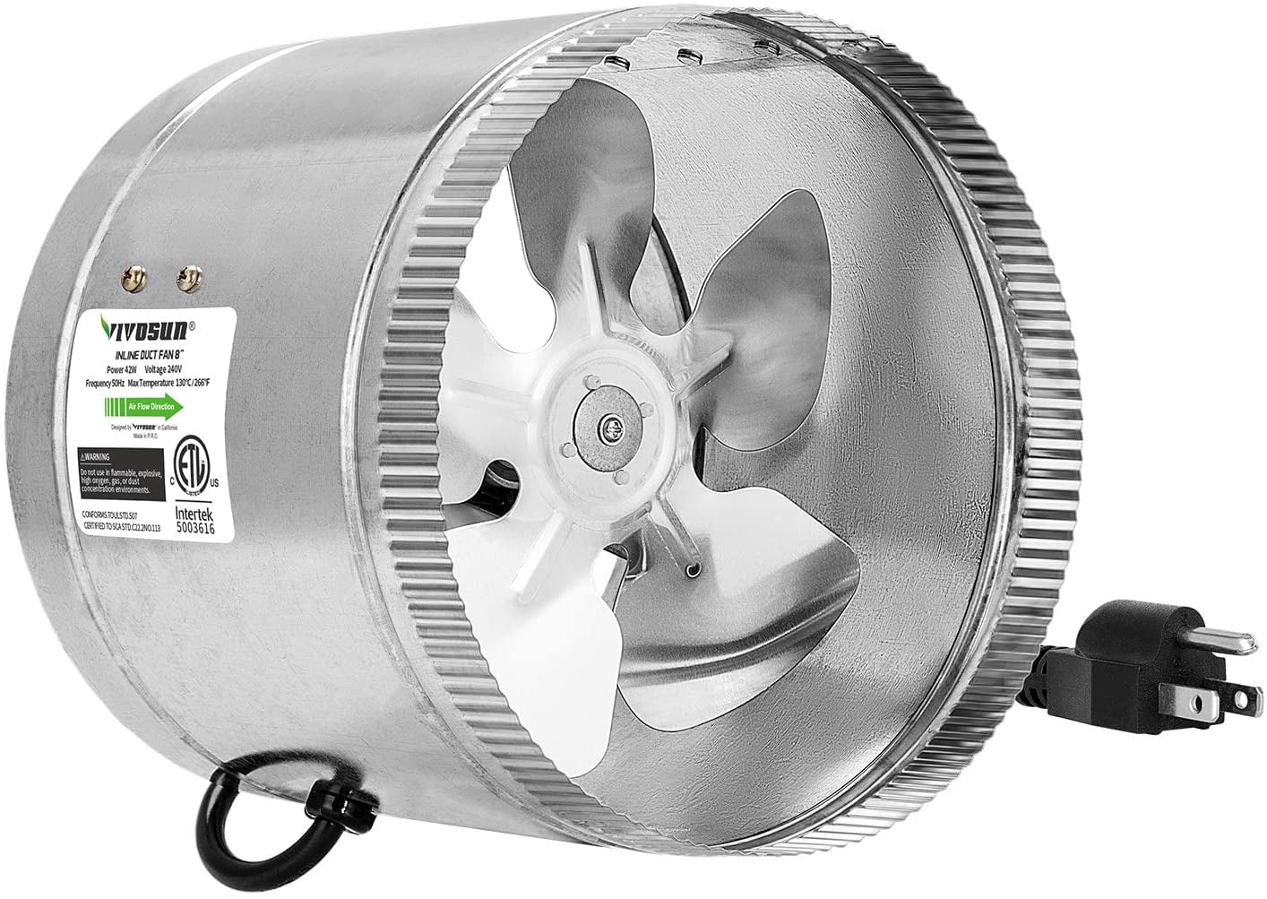 iPower 6 Inch 240 CFM Inline Duct Booster Fan Extractor Exhaust and Intake Vent 