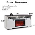 thumbnail image 2 of wow97e Fluted Fireplace TV Stand for TVs Up to 80 Inch with 30" Electric Fireplace, Modern Entertainment Center w/Waveform Panel Sliding Door & Adjustable Shelves for Living Room, 2 of 6