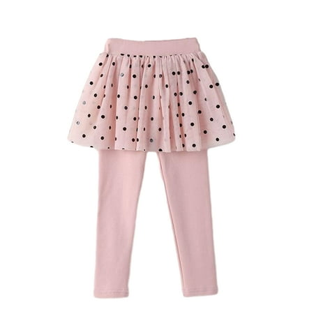 

LYMAYTER Kids Girls Skirt Pants Toddler Mesh Solid Color Trousers Spring Fall Leggings Pants for 2-10 Years