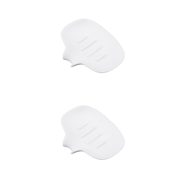 Inteprter Jabonera de PP, jabonera con ventosa, platos de ducha para jabón de baño, elegante, fácil de lavar, de drenaje de silicona Blanco 1 2Conjunto
