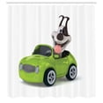 thumbnail image 2 of Ambesonne Dog Driver Shower Curtain, Fun Dog Sports Car, 69"Wx75"L, Lime Green Grey Brown, 2 of 4