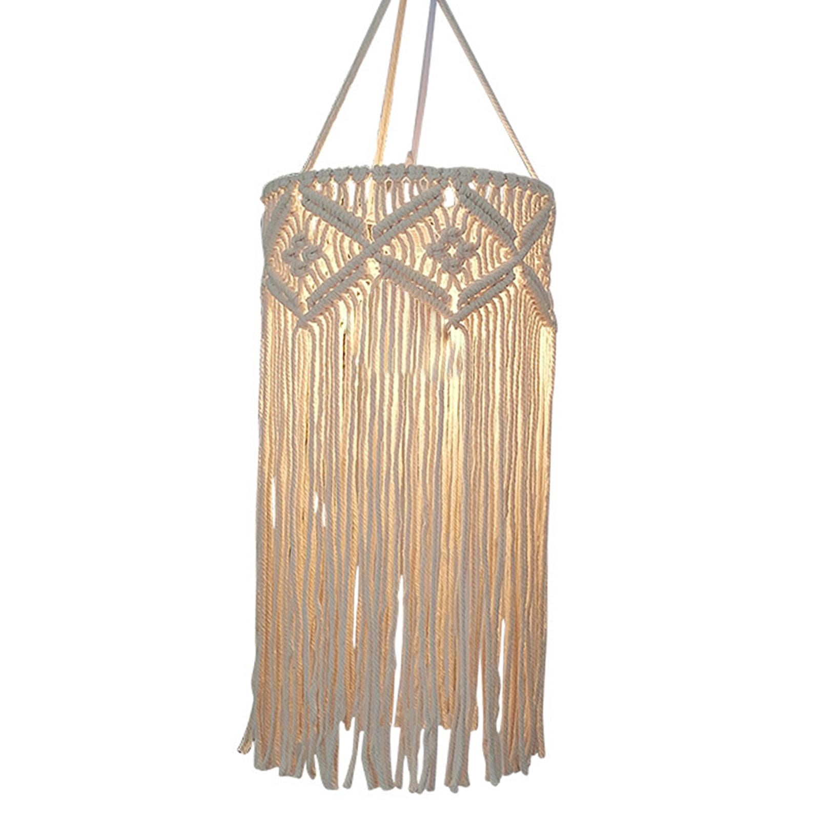 Macrame Lamp Shade Pendant Light Shade Large Modern Handmade Hanging Light Cover Hanging Lampshade for Living Room, Dorm, Office, Home Decor , Style B