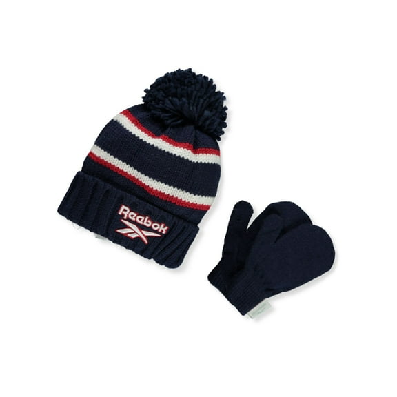Reebok Baby Boys' 2-Piece Hat & Mittens Set Color: navy Size: 6 - 12 months