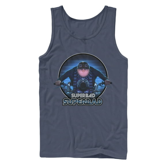 Men's Despicable Me Superbad Super Dad  Tank Top Navy Blue Small