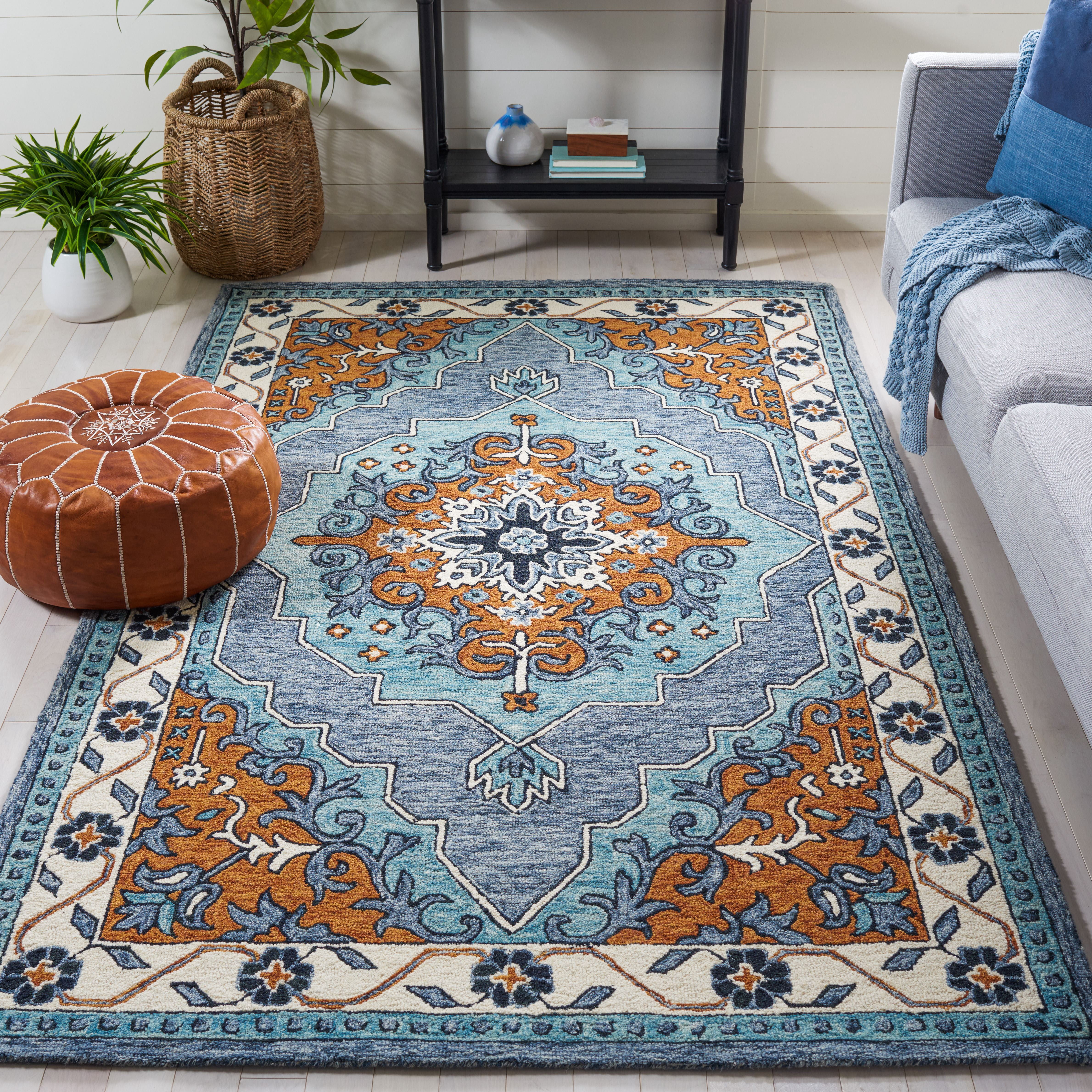 SAFAVIEH Metro Emmeline Medallion Area Rug, Blue/Ivory, 5' x 8'