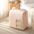 thumbnail image 4 of Breathable Cotton Quilt Storage Bag with Clear Window Large Bedding Organizer for Comforters Blankets Closet, 4 of 7