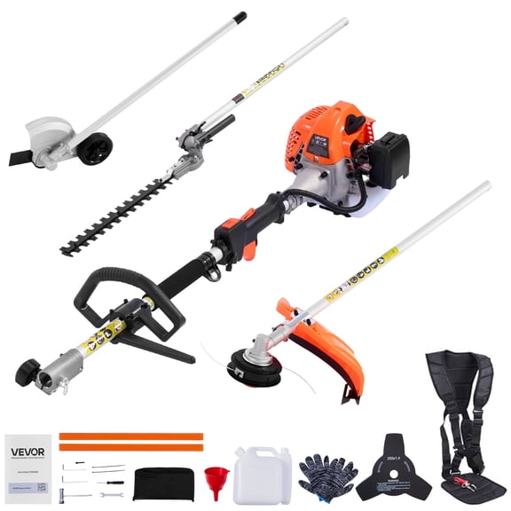 VEVOR Gas Hedge Trimmer,2 Cycle Gas Power Handheld Hedge Trimmer, 4-in-1 26cc Weed Eater with Protective Gear Set, Includes Hedge and String Trimmer, Edger, Brush Cutter, for Trimming Shrubs & Bushes
