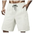 thumbnail image 2 of DDAPJ pyju Mens Athletic Shorts Waffle Knit Casual Sweat Shorts Drawstring Elastic Waist Bermuda Shorts with Pockets White M, 2 of 8