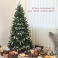 thumbnail image 3 of HOMCOM 6ft Snow Flocked Artificial Christmas Tree with 850 Branch Tips, Metal Base, Hinged Realistic Xmas Tree, Automatic Open, Green, 3 of 8