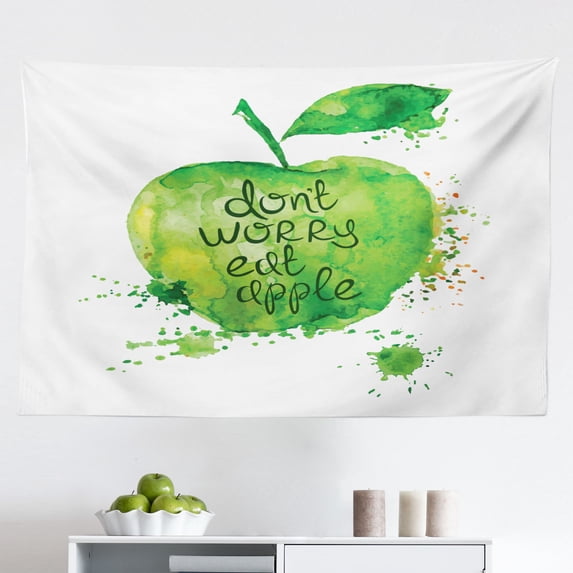 Fruit Tapestry, Watercolor Grunge Background with Paint Splashes Peach Raspberry Plum and Orange, Fabric Wall Hanging Decor for Bedroom Living Room Dorm, 2 Sizes, Multicolor, by Ambesonne