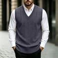 thumbnail image 2 of Atogsazn Mens V Neck Knitted Sweater Casual Sleeveless Vest Pullover Fall Winter Tank Tops Outerwear Dark Gray XL Fashion, 2 of 5