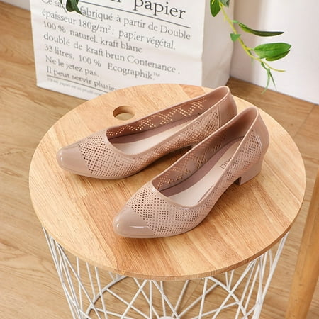 

LoyisViDion Women Shoes Clearance Summer Solid Color Hollow Out Fashion Non-Slip Soft Bottom Women S Shoes Sandals Special offers Beige 9