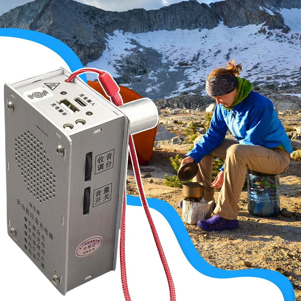 Hand Crank Generator Emergency Tool - Power Bank, Flashlight, Radio, Fire Starter, Aluminum Alloy