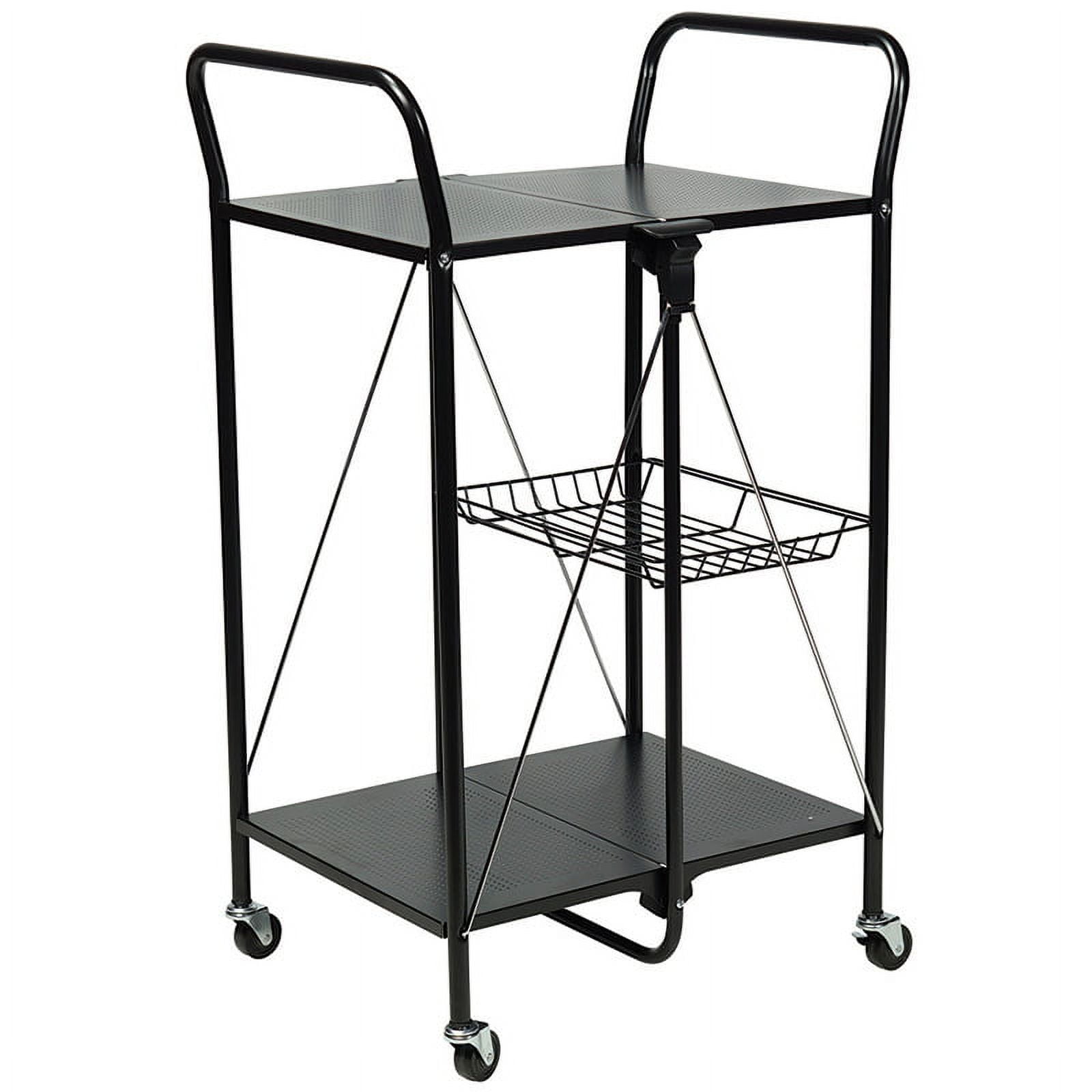 Apollo Hardware A-KC45AB Folding Utility and Kitchen Cart with 2 inch rubber wheels. (Black)
