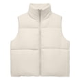 thumbnail image 7 of Smupbvky Cropped Vest for Women Zip Up Sleeveless Quilted Jacket Lightweight Mock Neck Winter Outerwear for Layering (M, Beige), 7 of 7