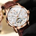 thumbnail image 4 of OLEVS Automatic Watches for Men Self Winding Mechanical Skeleton Flywheel Multifunction Luxury Dress Roma Rumerals Calendar Waterproof Luminous Men Wrist Watches Leather, 4 of 13
