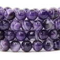 thumbnail image 3 of Natural African Amethyst Crystal Gemstone 8mm Round Beads Stretch Bracelet 7" Unisex, 3 of 5