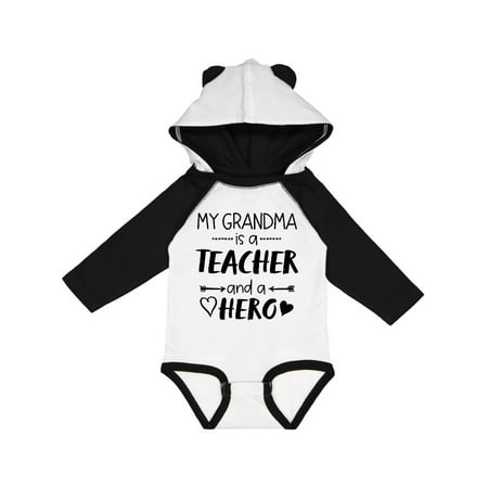 

Inktastic My Grandma is a Teacher and a Hero Gift Baby Boy or Baby Girl Long Sleeve Bodysuit