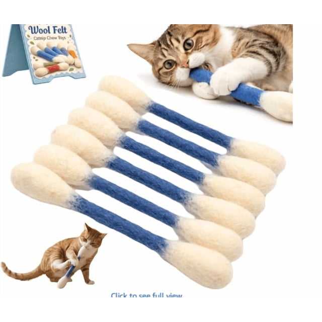 YWIYIUD 6PCS Colorful CottonSwab Toys Suitable for Cat Natural Chewing Needs Durable and Practical Cat Interactive Toys for Boredom Exercise Anxiety Reliefing and Play
