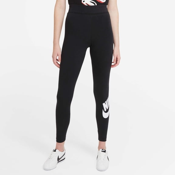 Nike Sportswear Essential Women's High-Waisted Logo Leggings Color: Black/White Size: S