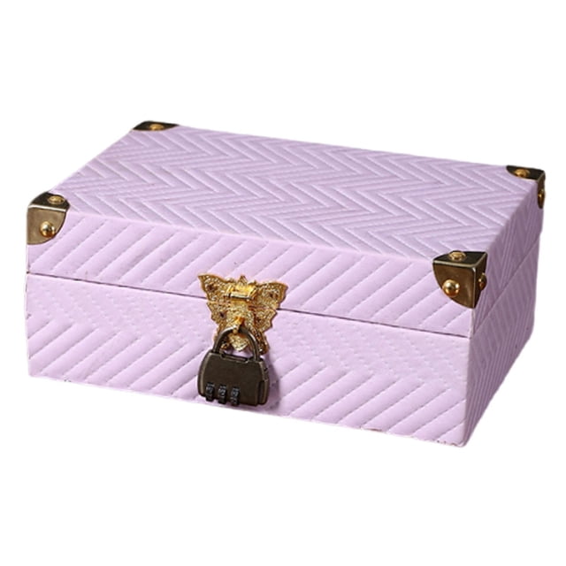 predolo Farmhouse Style Wooden Storage Box Combination Lock Media Holder for Living Room Style A