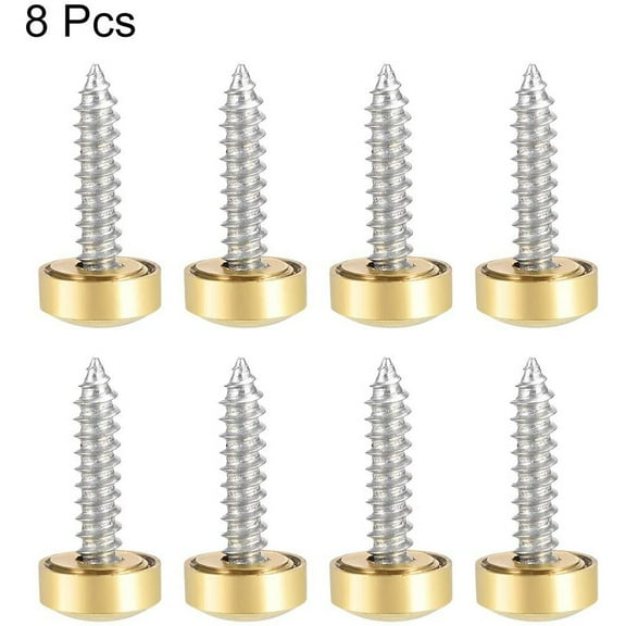 High Quality Brass Mirror Screw Cap Nails Polished Gold Finish Pack of 8