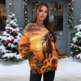 thumbnail image 2 of Yuyamidu Oversized Sweatshirt for Women Casual Sport Tops Loose Fit Pullover Horse Sunflower Crewneck Hoodie Sweatshirts with Pocket Long Sleeve Shirt Tees Yoga Running Hiking Clothing 3XL, 2 of 7