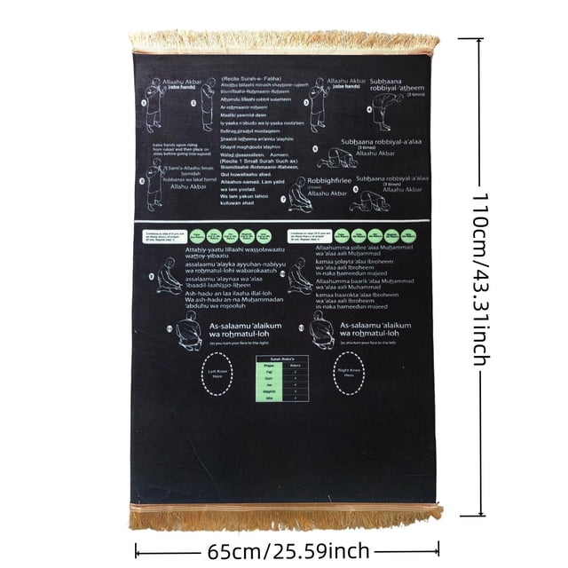 Tauxra Multi Functional Prayer Rug With English Arabic Recitation Guidance For Home Travel