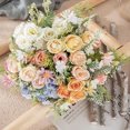 thumbnail image 2 of CSChome Artificial Flower Artificial Flower Bunch: Realistic Looking Non fading 5 Forks with 4 Rosebuds Perfect for Wedding Simulation Bouquets and Home Decor, 2 of 7