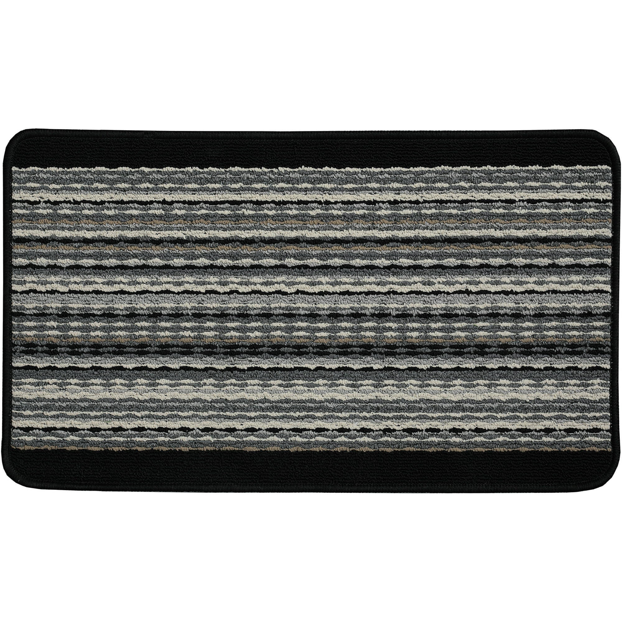 Mainstays Apollo Indoor Polypropylene Striped Area Rug, Black, 17.4 in x 30 in