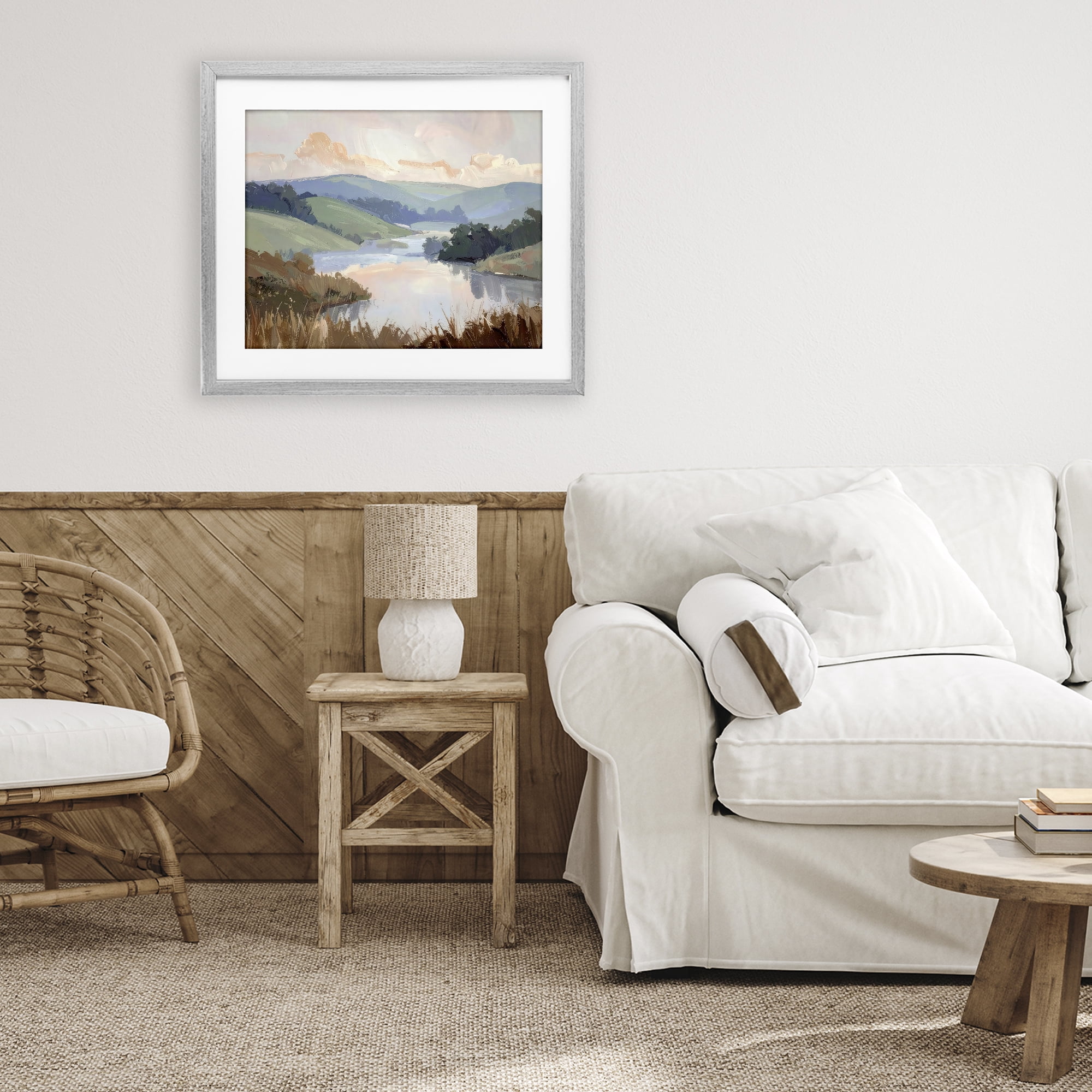 Stupell Industries Muted Distant Mountains Gray Framed Print Under Glass, design by Alonza Saunders