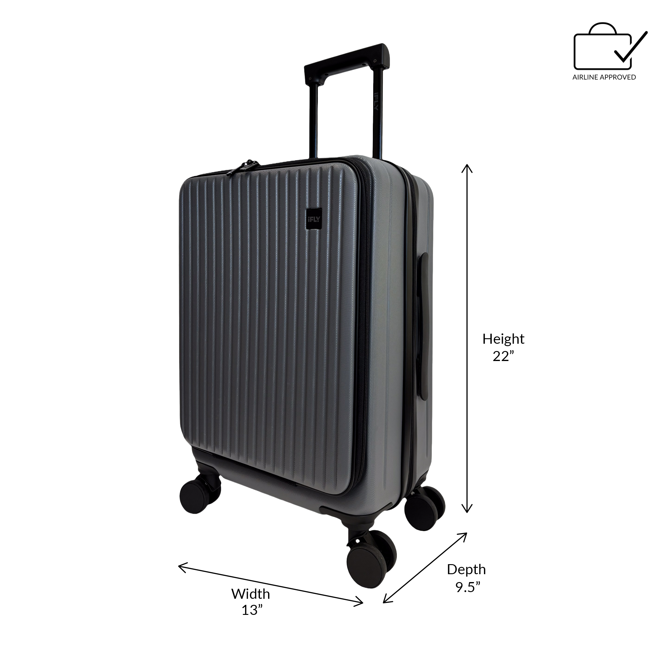 iFLY Quantum 20" Expandable Carry-on Hardside Top-Opening Luggage, Charcoal