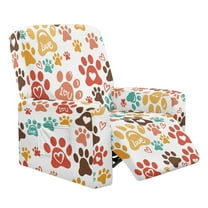 HELLHERO Fitted Recliner Chair Covers Slipcovers Animal Paw Print Cover for Recliner Chair with Foot Rest Comfortable Soft Couch Cover for Reclining Sofa