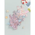 thumbnail image 4 of Toddler Girl Swimsuit Floral Print Sleeveless U-Neck Swimwear Cute Ruffled Bathing Suits, 4 of 10