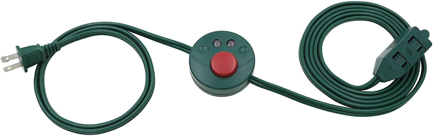 Clear Power 16/2 SPT-2 9 ft 3-Outlet Extension Cord with Lighted Footswitch, Ideal for Christmas Trees, CP10028