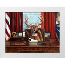 Heffernan, Lucia 32x25 White Modern Wood Framed Museum Art Print Titled - The Buck Stops Here
