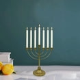 thumbnail image 7 of Hanukkah Menorah Candle Holder 7 Branch Elegant Iron Menorah Candelabra Golden MultiHead Candle Cup Taper Candlesticks Holder for Holiday Candlelight Dinner Party Table Centerpiece Decorations, 7 of 7
