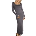 thumbnail image 1 of Jess por Meiko Vestido de Mujer de Manga Larga Cuello Cuadrado con Agujeros para el Pulgar Vestido Bodycon Esculpido Maxi M Gris, 1 of 6