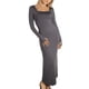 thumbnail image 1 of Jess por Meiko Vestido de Mujer de Manga Larga Cuello Cuadrado con Agujeros para el Pulgar Vestido Bodycon Esculpido Maxi M Gris, 1 of 6
