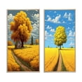 thumbnail image 2 of Designart "Blossoming Meadow Golden Tree in Yellow Field II" Meadow Framed Wall Art Set Of 2 - Traditional Yellow Frame Gallery Set For Office Decor, 2 of 6