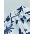 thumbnail image 6 of aturustex Little Boys Rash Guard Swimsuit Set 0-3T Toddler Coconut Tree Print Bathing Suits Infant Baby Short Sleeve Jumpsuits Crew Mock Neck Zipper Rily Summer Outfits for Holiday Swim Pool, 6 of 7