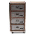 thumbnail image 3 of Baxton Studio Avere 4-Drawer Rolling Accent Storage Cabinet, Silver/Golden Oak, 3 of 5